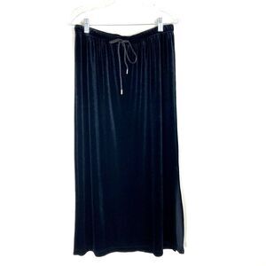 Sag Harbor Velour Velvet Maxi Skirt Size M Black Side Slit Holidays